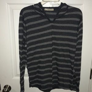 Grey Striped Hooded T-shirt